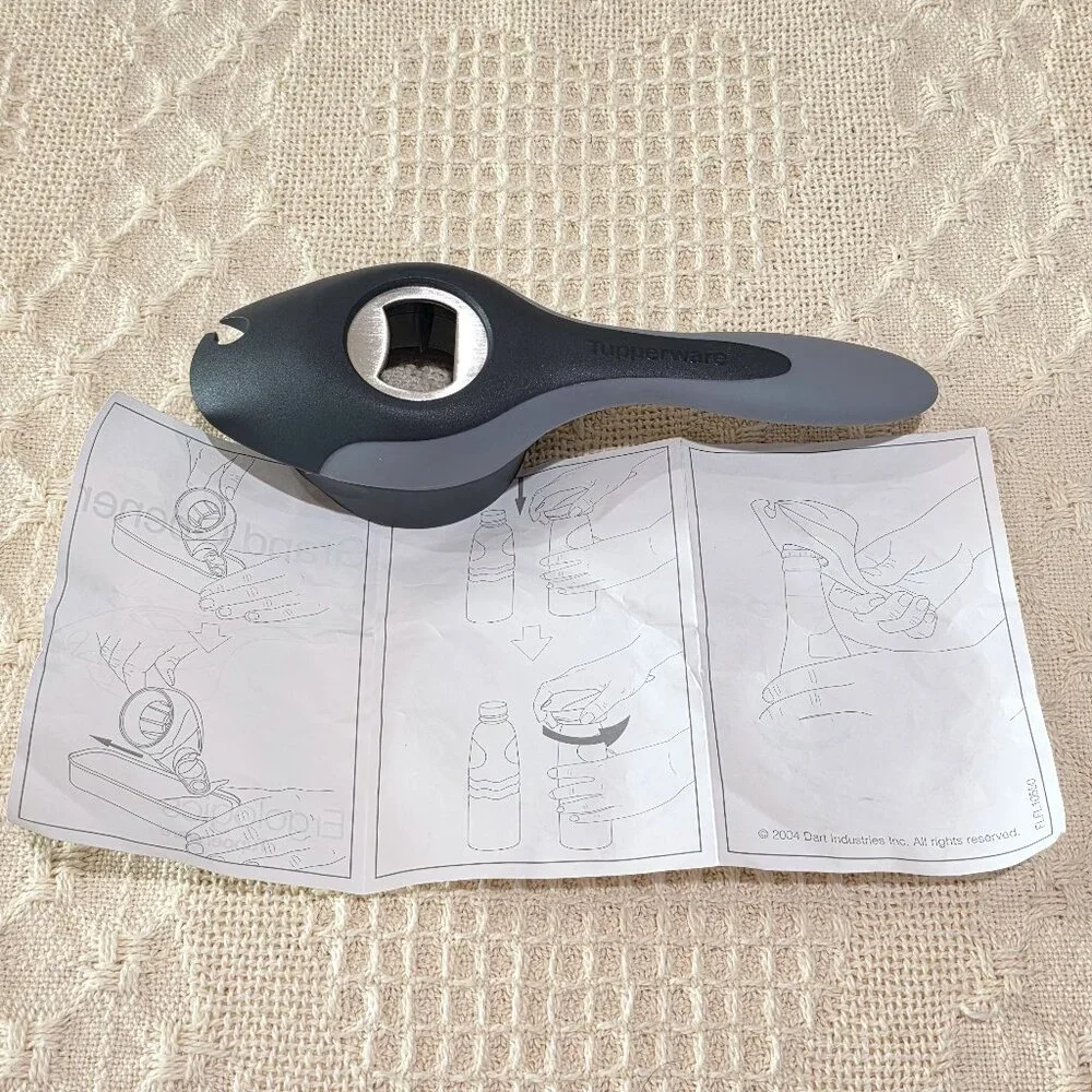 NOS Tupperware Grand Opener Gadget Kitchen Ergologics Gray Black #1285